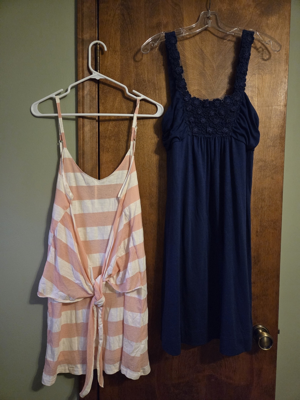 Navy Crochet-Trim & Pink White Stripe Dresses - Women
